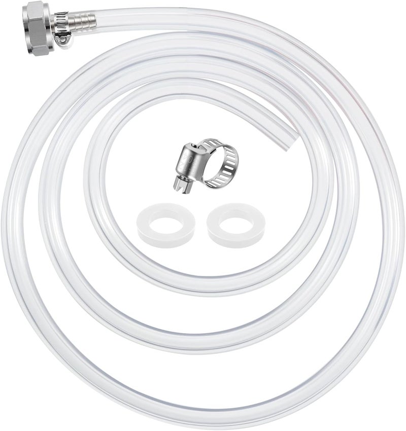 MRbrew Draft Beer Line with Barb Connector, Kegerator Accessory Kit Beer tower Brewing Tubing Hose, 5 Feet Clear Vinyl Tubing Draft Beer Dispensing 3/16" ID 7/16" OD Tubing Hose for Beer Tap D Coupler - Image 1